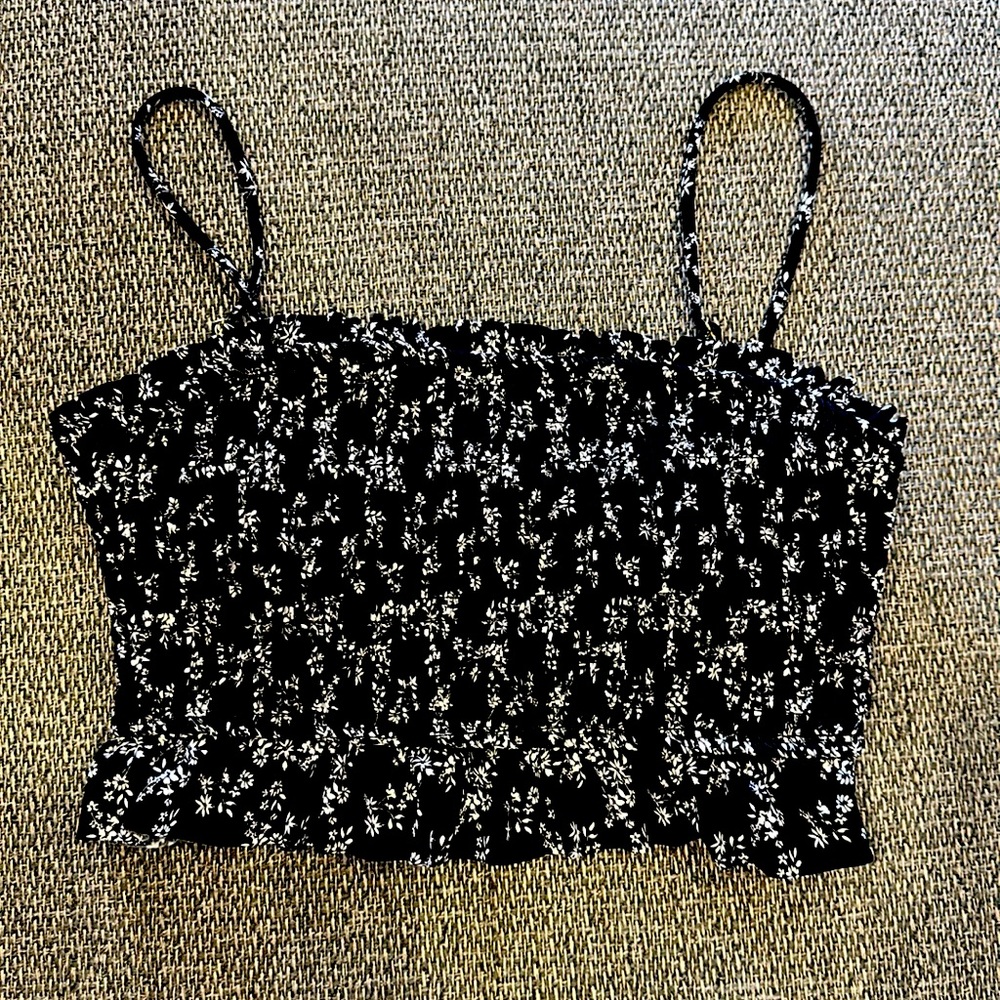 So bandeau floral swim top